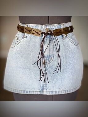 Vintage Boho Wooden Block Woven Tied Belt Fringe